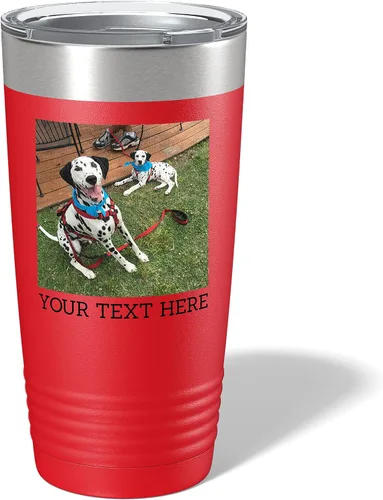 Miniatura 16 de Vaso personalizado de 20 onzas (17 colores) con foto impresa con aislamiento térmico de acero inoxidable recubierto de polvo con tapa, regalo
