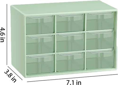 Miniatura 3 de Organizador de cajones pequeños para escritorio, 7.1 x 3.8 x 4.6 pulgadas, mini organizador de cajones de escritorio con 9 cajones transparentes