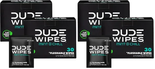 Miniatura 12 de DUDE Wipes On-The-Go Mint Chill - Toallitas de viaje – 30 unidades (envueltas individualmente) – Toallitas desechables extragrandes para adultos