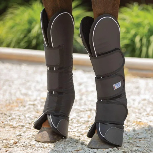 Miniatura 4 de Dura-Tech Botas de envío de caballos con forro polar Tamaño grande Color negro Cobertura completa de las piernas, resistente 600D Ripstop
