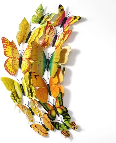24 piezas de decoración de pared de mariposa, calcomanías de mariposa 3D para calcomanías de pared, decoración de mariposas magnéticas, calcomanías