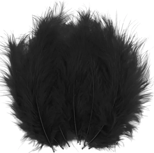 100 piezas de plumas negras esponjosas de Marabú de Turquía de 4-6 pulgadas para manualidades, adorno de atrapasueños, borde de plumas de colores,