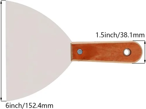 Miniatura 2 de Bettomshin 1 espátula de masilla, cuchillo de acero al carbono de 6 pulgadas con mango de madera, juego de herramientas para masilla, raspador