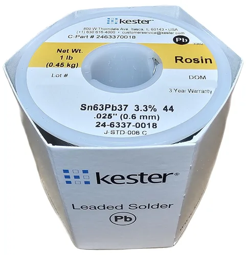 KESTER 24-6337-0018 1LB; sin plomo/plomo: sin plomo; tipo de fundente: RA activada con colofonia; aleación de soldadura: 63, 37 SN, 63/37 SN/PB, PB;