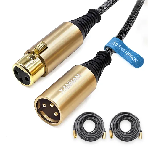 Miniatura 10 de Cable XLR de 3.3 pies/3.3 ft de micrófono de 3 pines hembra a macho, cable blindado equilibrado, trenzado de fibra con cable de micrófono de cobre