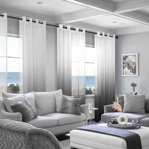 Miniatura 2 de KOUFALL - Cortinas negras de 63 pulgadas de largo para dormitorio, juego de 2 paneles con ojales, cortinas semitransparentes de imitación de lino