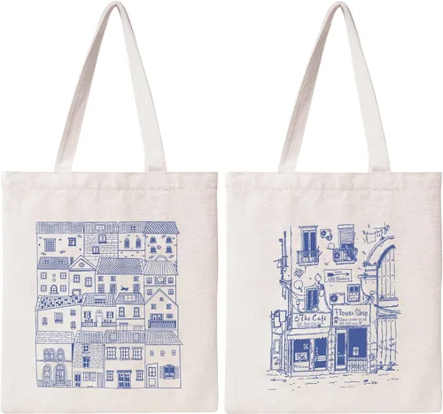 Miniatura 17 de THEYGE Bolsa de mano con diseño de hongos, estética, vintage, divertida, de lona de algodón, reutilizable, para compras, playa, bolsa de hombro Verde