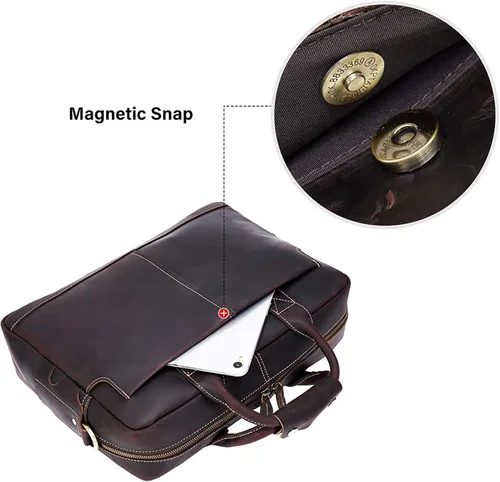 Miniatura 3 de CUSTOMHOUZZ - Maletín de piel para hombre con cremallera, para hombre