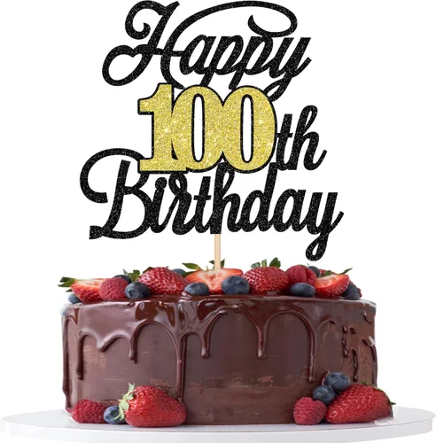 Miniatura 18 de Rsstarxi 1 paquete de decoración para tarta de cumpleaños 8 con purpurina negra de 8 años y fabulosos saludos a 8 años de edad, para celebrar el 8º