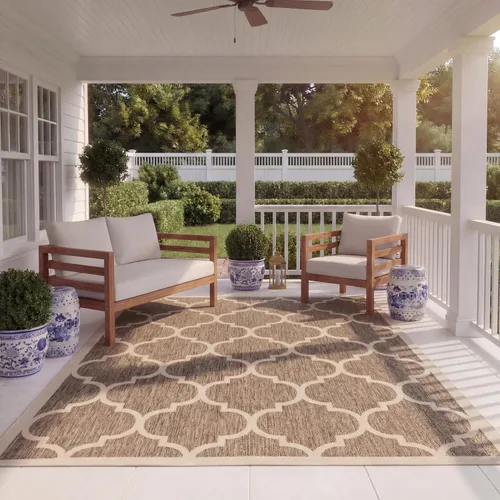 Miniatura 24 de SAFAVIEH Courtyard Collection - Alfombra decorativa de 2 x 3 pies 7 pulgadas, verde oscuro y beige, no desprende pelusa y de fácil cuidado