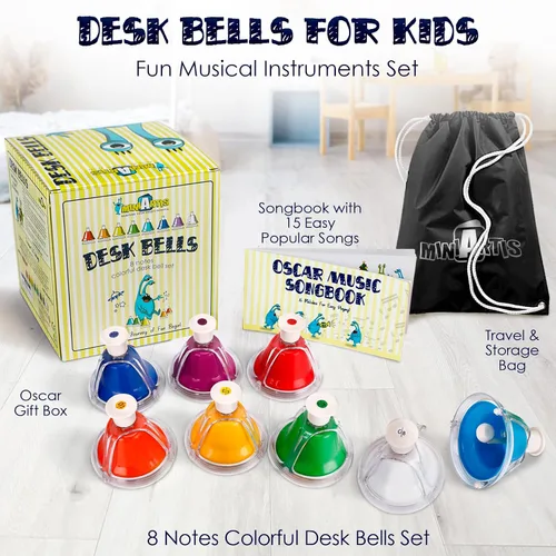 Miniatura 2 de MINIARTIS Campanas de escritorio para niños Juguetes educativos de música para niños pequeños Juego de campanas de mano coloridas de 8 notas