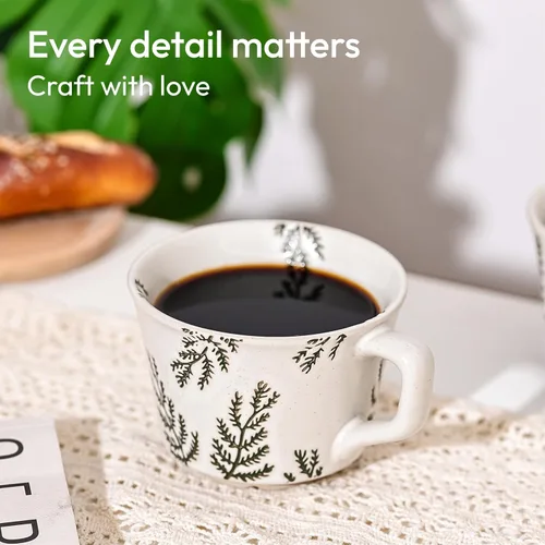 Miniatura 9 de Taza de Café de Cerámica, Taza de Té Única y Novedosa de 12 oz con Asa, Taza de Gres para Té Mocha Latte Cappuccino Espresso