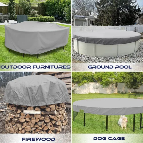Miniatura 6 de Windscreen4less Cubierta de seguridad redonda impermeable para piscina de invierno de 9 pies con cable de alambre a lo largo de los bordes