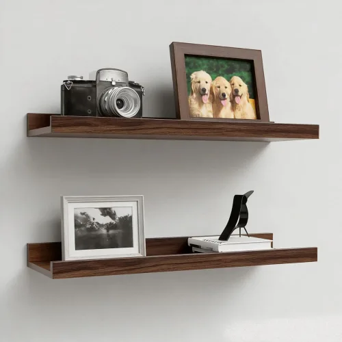 Miniatura 22 de Boswillon Juego de 2 estantes flotantes montados en la pared, modernos estantes de pared negros para almacenamiento con labio, estante de repisa