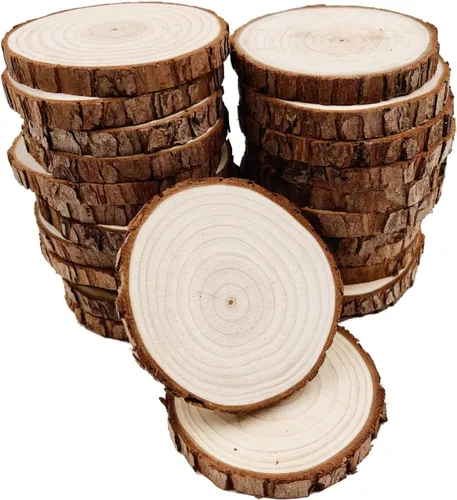 Miniatura 8 de 20 tablas de madera natural sin terminar de 3.5 a 4 pulgadas; piezas de madera artesanal en círculos; adornos de Navidad rústicos, decoración