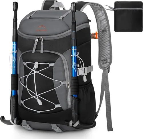 Miniatura 9 de RAINSMORE Mochila de senderismo plegable para mujeres y hombres, mochila de camping plegable de 40 litros, impermeable, bolsa de senderismo ligera