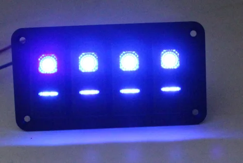 Miniatura 9 de FXC Panel de interruptor basculante de aluminio 4 bandas interruptores de palanca para tablero 5 pines encendido/apagado 2 LED retroiluminados