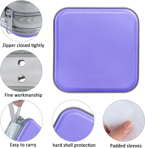 Miniatura 2 de Siveit Funda de CD, Estuche de CD/DVD de 40 Capacidad con Portafolios de Soporte de Bolsillo de Plástico Duro para Discos de DVD, Estuche de Lavanda
