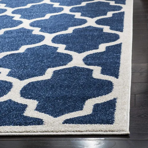 Miniatura 3 de SAFAVIEH Amherst Collection AMT420E - Alfombra para pasillo, 2 pies 3 pulgadas x 7 pies, beige y gris claro, diseño de enrejado marroquí,