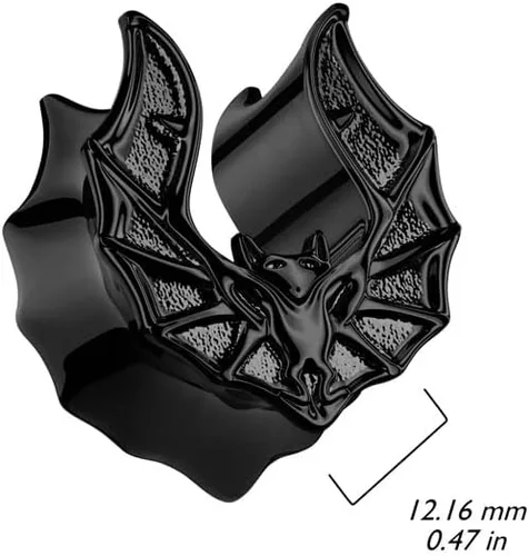 Miniatura 2 de Pierced Owl Medidores de oreja de acero inoxidable PVD 316L, color negro, se venden como un par