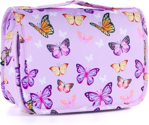 Neceser colgante para niños para niñas y niños, púrpura, ((Butterfly-Purple)
