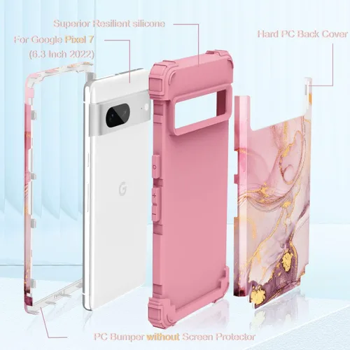 Miniatura 2 de Funda para Pixel 7, funda para Google Pixel 7, funda protectora de silicona rígida de policarbonato duro 3 en 1, resistente a prueba de golpes