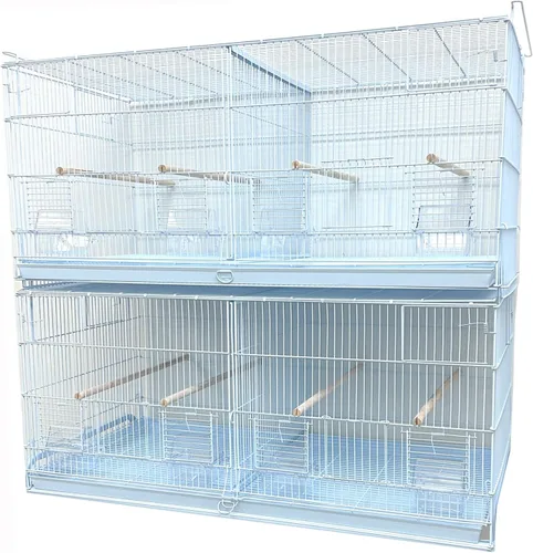 Miniatura 9 de Combo: Galvanizado galvanizado apilar y bloquear criador jaula de vuelo de aves crianza nido puerta separador extraíble con soporte rodante