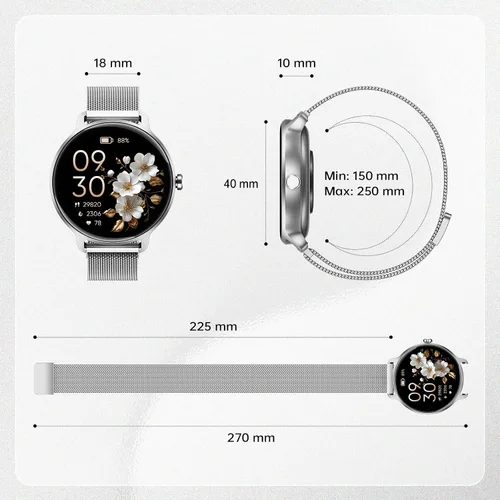Miniatura 9 de Reloj inteligente para mujer, pantalla AMOLED de 1.27 pulgadas con respuesta/llamada para iPhone/Android/Samsung, rastreador de actividad física