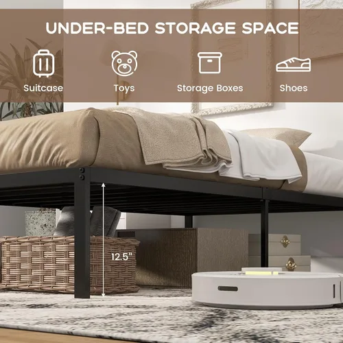 Miniatura 7 de KOMFOTT Base de cama de plataforma metálica de tamaño individual de 14 pulgadas, base de cama metálica resistente con espacio de almacenamiento