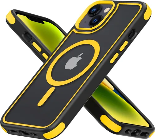 Miniatura 28 de Mobnano Funda para iPhone 13 Pro, compatible con MagSafe, funda transparente con anillo magnético, diseño multicolor protector a prueba de golpes