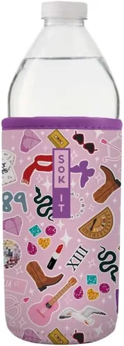 Miniatura 92 de Sok It BotlSok Funda para botella de agua con cubierta de neopreno aislante (Floral abstracto, se ajusta a CamelBak o Nalgene de 12 onzas)