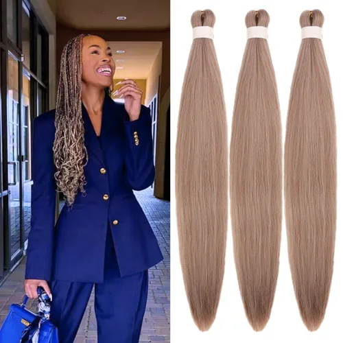 Miniatura 31 de Cabello trenzado verde azulado preestirado, hipoalergénico, sintético, color azul aguamarina, para trenzas y giros, extensiones de cabello largo