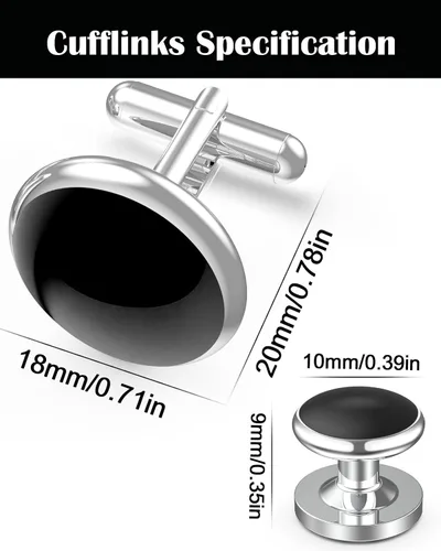 Miniatura 16 de Lictin Men's Cufflinks Cuff Links for Men, Stainless Steel Tuxedo Shirt Cuff Links Set