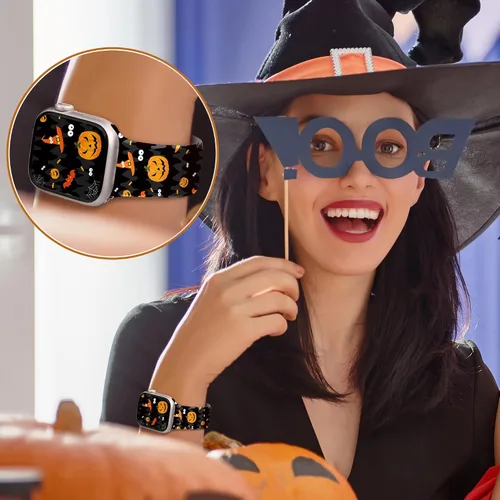Miniatura 4 de Paquete de 2 correas de Halloween compatibles con Apple Watch de 1.811 in 1.772 in 1.732 in 1.929 in 1.654 in Series 11 10 9 8 7 SE 6 5 4 3 Ultra