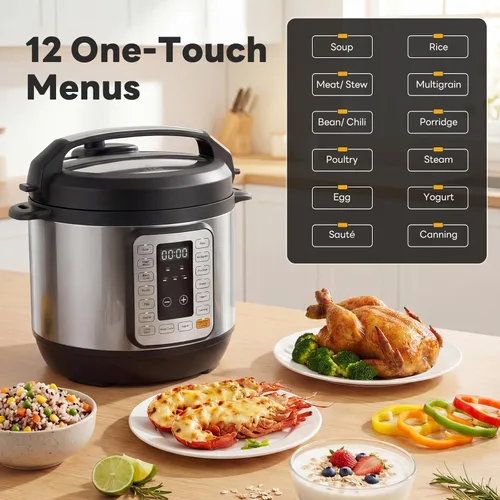 Miniatura 3 de DUMOS Olla a presión eléctrica 16 en 1, olla multicocción programable de 8 cuartos con 12 ajustes preestablecidos de un solo toque, yogur de vapor