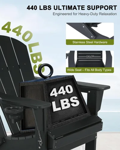 Miniatura 6 de Sillas Adirondack plegables – Silla Adirondack de plástico con soporte para tazas, sillas para exteriores resistentes a la intemperie