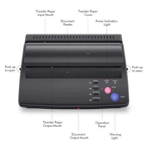 Miniatura 3 de TATELF Máquina de plantillas de tatuaje, copiadora térmica, impresora de plantillas de tatuajes con 20 piezas de papel de transferencia