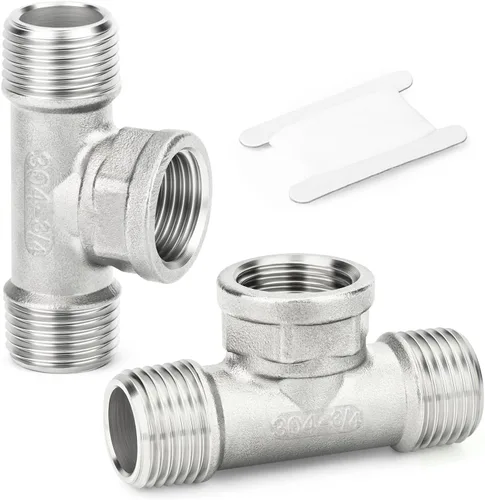 Miniatura 36 de TAISHER 2 piezas de accesorios de tubo en T de acero inoxidable 304, accesorios de tubo hembra NPT de 1-1/2" x 1-1/2" x 1-1/2
