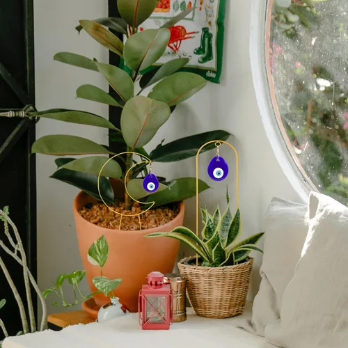 Miniatura 4 de Paquete de 2 enrejados pequeños para plantas en maceta, estacas de soporte de metal dorado para plantas trepadoras de interior, accesorios