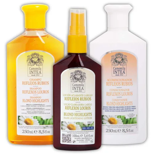 Camomila Intea - Juego de champú y acondicionador – Realzador de reflejos hecho con extracto de manzanilla natural – Loción aclaradora de cabello