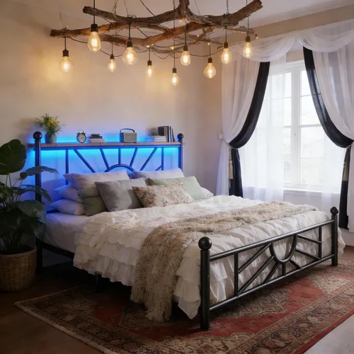 Miniatura 10 de Homkdom Marco de cama de plataforma de metal tamaño Queen de 14 pulgadas con cabecero, marco de cama victoriano Queen con almacenamiento debajo