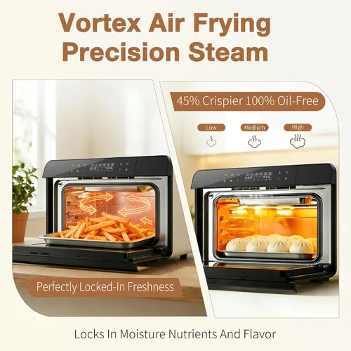Miniatura 4 de ROBAM Horno combinado con freidora de aire tostadora, horno de vapor de encimera 14 en 1 con convección de vapor para asar y hornear, cocción Blanco