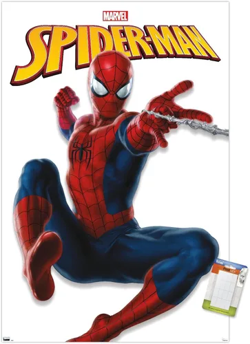 Miniatura 10 de Trends International Marvel Comics - Póster de pared de la serie Spider-Man, 22.4 pulgadas de largo x 14.7 pulgadas, versión enmarcada de madera
