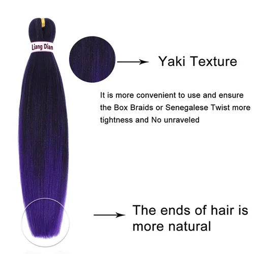 Miniatura 4 de Liang Dian Cabello para hacer trenzas, Cabello estirado para hacer trenzas, 12 pulgadas, 8 paquetes, color ombre púrpura, para sellar en agua