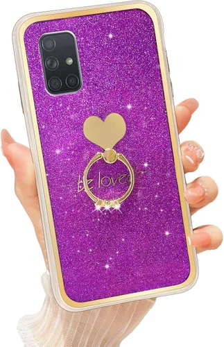 Miniatura 12 de Para Samsung Galaxy A52 5G Caso Lindas Niñas Mujeres Shell De Brillo De Lujo Con Anillo De Corazón Kickstand Cubierta Protectora A Prueba De Golpes