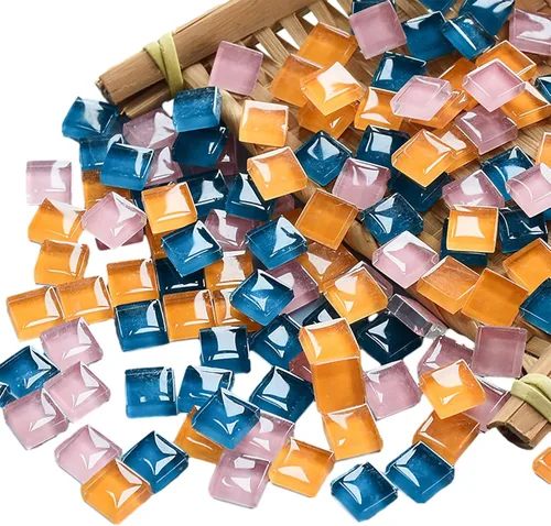 Miniatura 21 de Azulejos de mosaico de 225 piezas / 7.05 oz, paquete de azulejos de mosaico de cristal para decoración del hogar, manualidades, platos, marcos