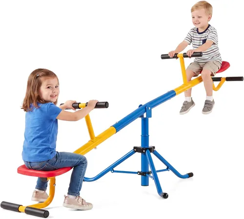 Costzon Teeter Totter - Balancín para niños al aire libre, equipo de patio de juegos con balancín giratorio preescolar, rotación de 360 grados,