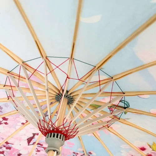 Miniatura 8 de THY COLLECTIBLES Sombrilla de seda clásica de estilo asiático de 33 pulgadas con borlas para bodas, fotografías, disfraces, cosplay, decoración