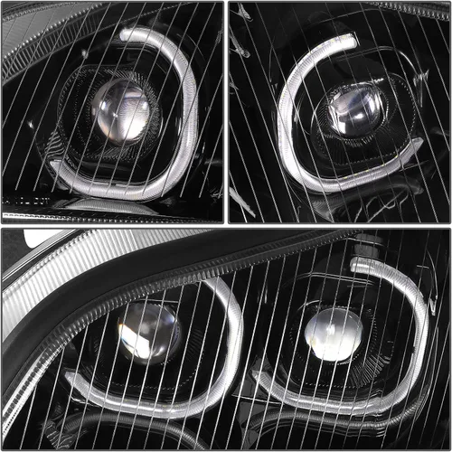 Miniatura 7 de DNA MOTORING HL-HAY-015-BK - Par de faros delanteros de señal de giro DRL con doble LED Halo, proyector de haz alto/bajo, compatible con Negro