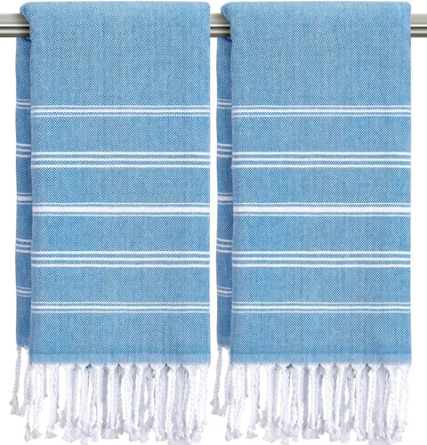Miniatura 15 de cabanana Toallas de mano para baño, paquete de 2, 20 x 30 pulgadas, 100% algodón, toallas de mano turcas, superabsorbentes y de secado rápido, Aqua